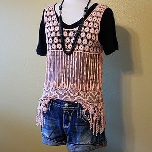 Shear fring knitted tank